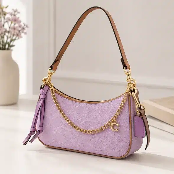 Elegant Women's Shoulder Bag with Chain Accent and Adjustable Crossbody Strap